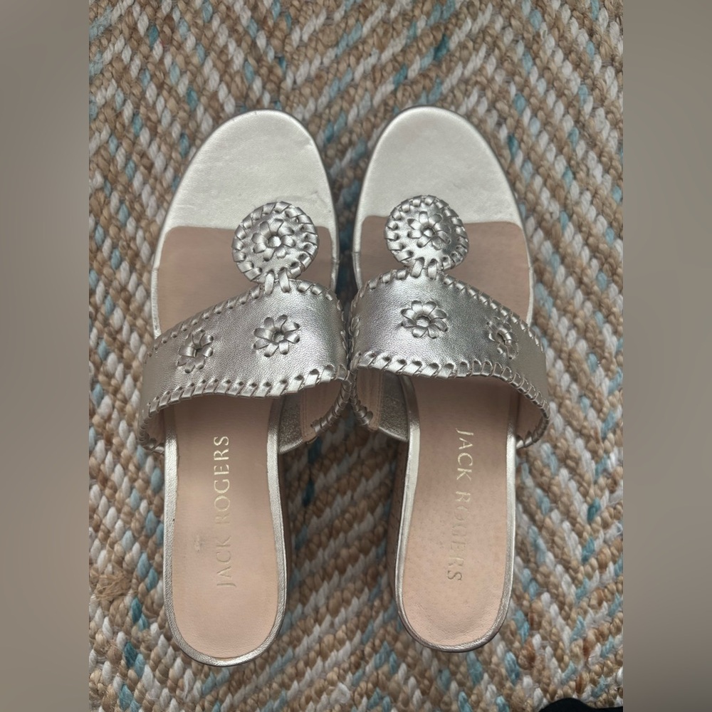 Jack Rogers Metallic Silver Sandals